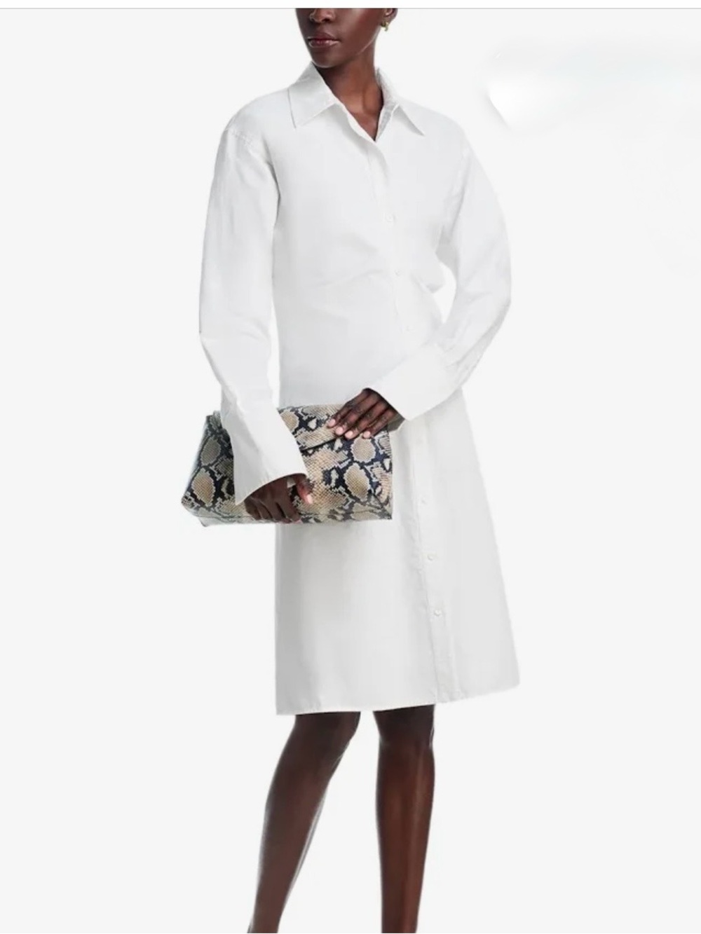 Toteme White slouch Cotton Button-Down Shirt Dress— Classic Collar